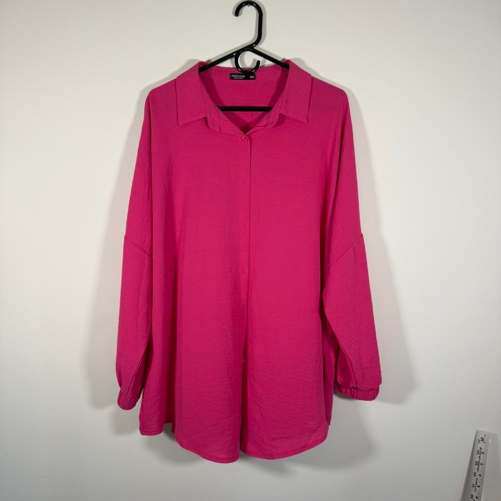 Hot pink button up blouse